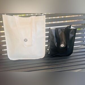 lululemon athletica White and Black Tote Bags